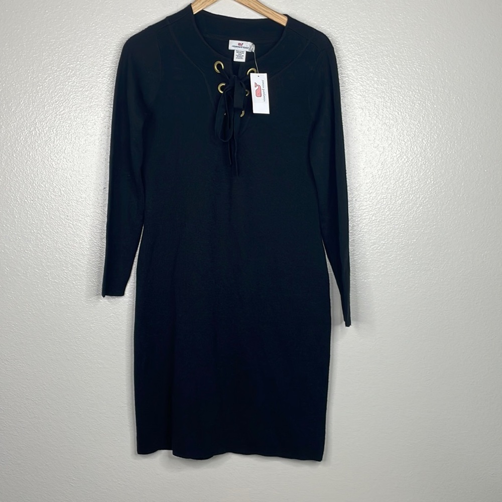 NEW Vineyard Vines Wool Long Sleeve Dress‎ sz Small Black